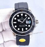 Copy Rolex Yachtmaster 42 mm Watch Black Strap Swiss 2836 Movement